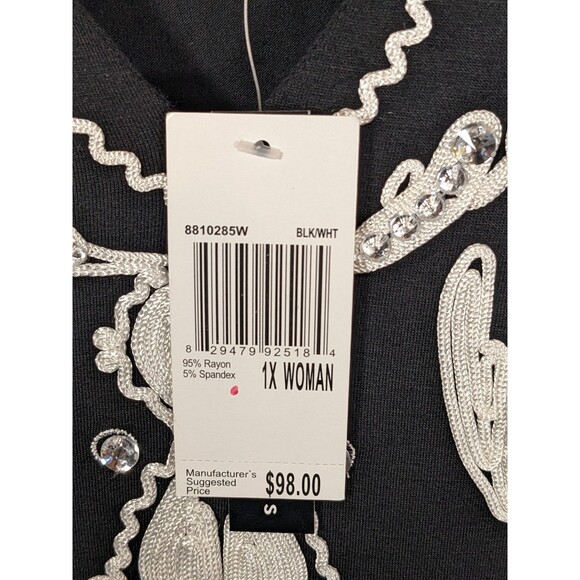 NWT Grace Elements Dress Women's 1X Black Sleeveless Shift Embroidered - Picture 4 of 10